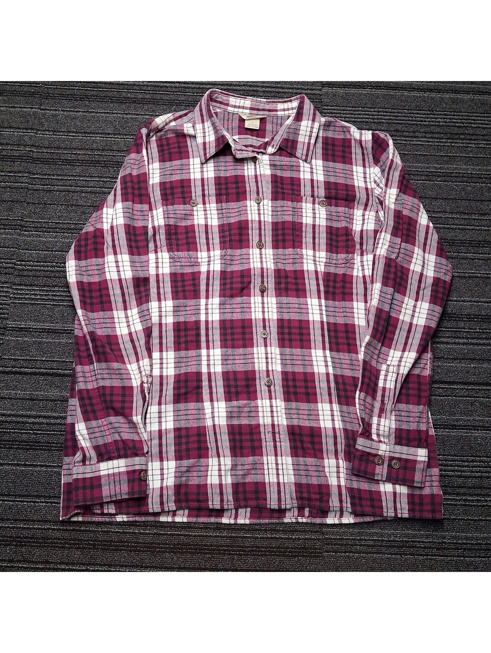 Duluth Trading Co Flannel Shirt Womens Large Pink Plaid Button Up Cotton L